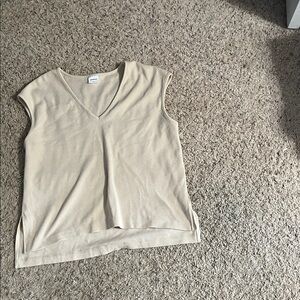 Beige Sleeveless V-Neck Top